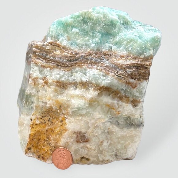 Large Caribbean Calcite, Rough Crystal Freeform, Pistachio Calcite, Raw Stone - Picture 6 of 16